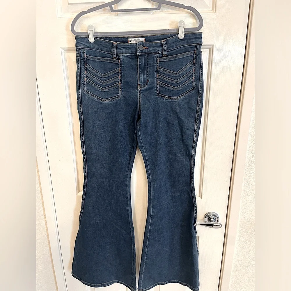 Free People Stella Blue Flare Jeans - Picture 7 of 16